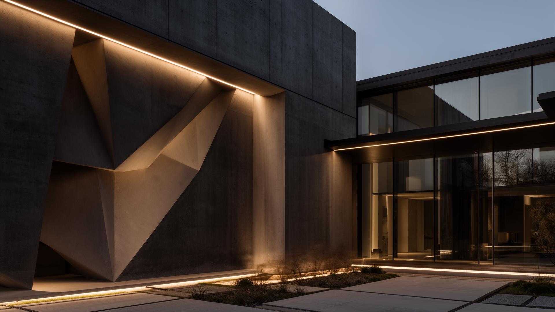 Arquitetura residencial contemporânea ao entardecer